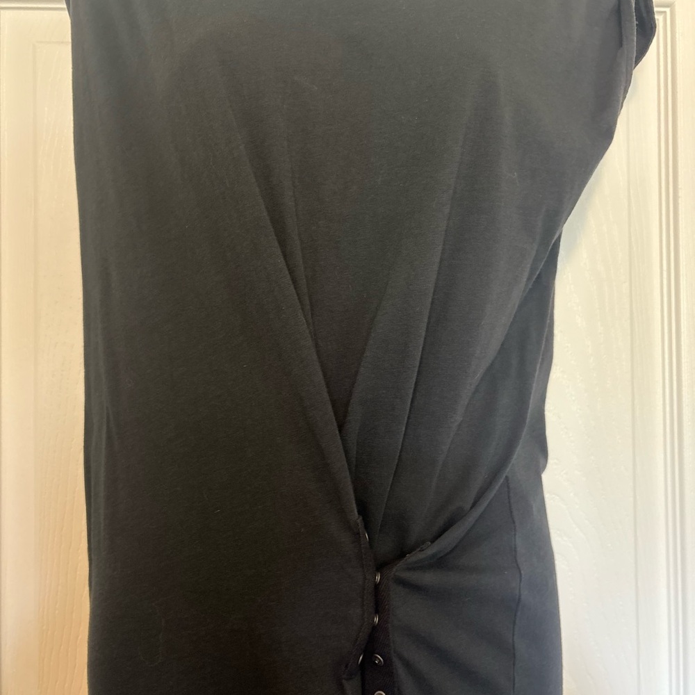 All Saints Sleeveless Black Midi Dress Snap Detail Sz S BNWT